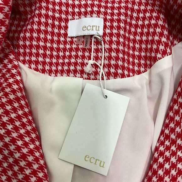 ECRU Red And White Checked Combo Jacket Blazer - Picture 4 of 6